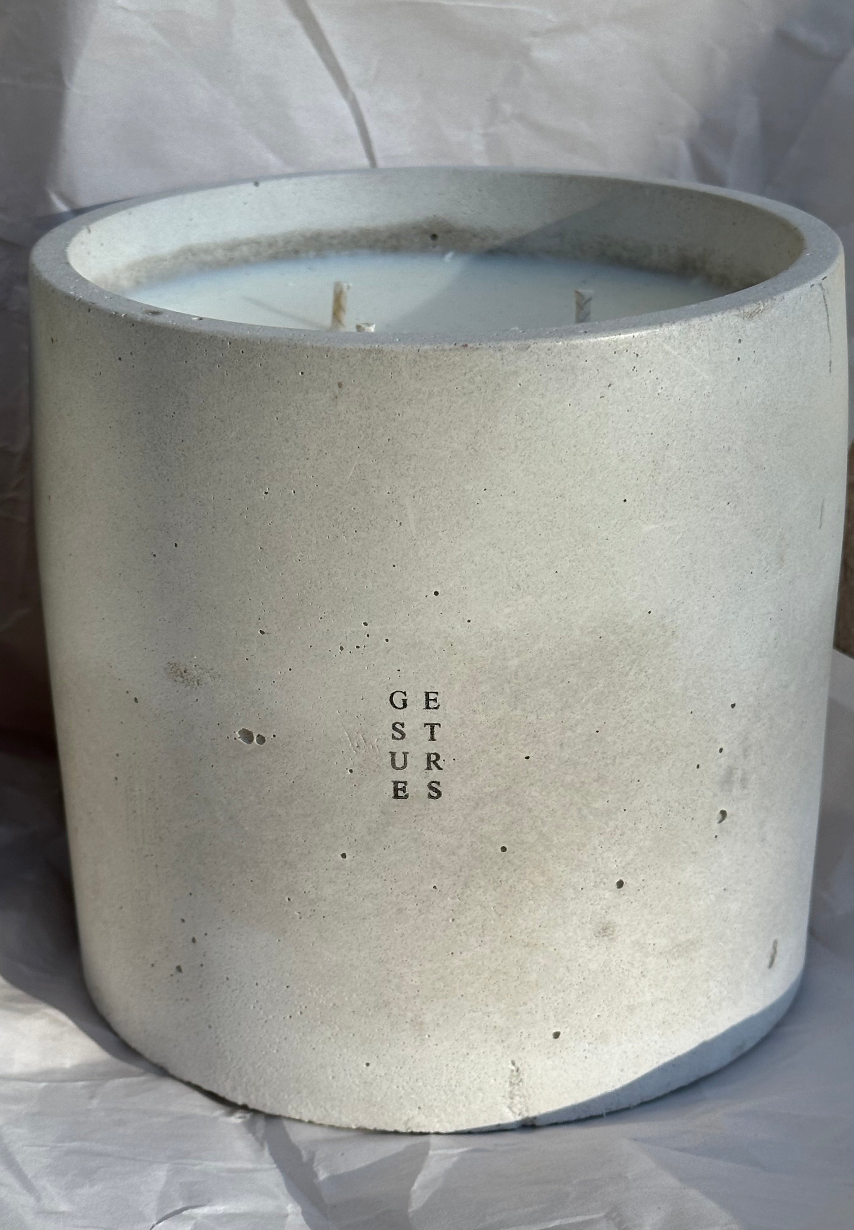 concrete “mother” candle